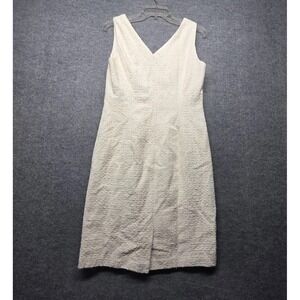 Anne Klein Women's Ivory Textured Sheath Dress Sleeveless V-Neck Size 8
